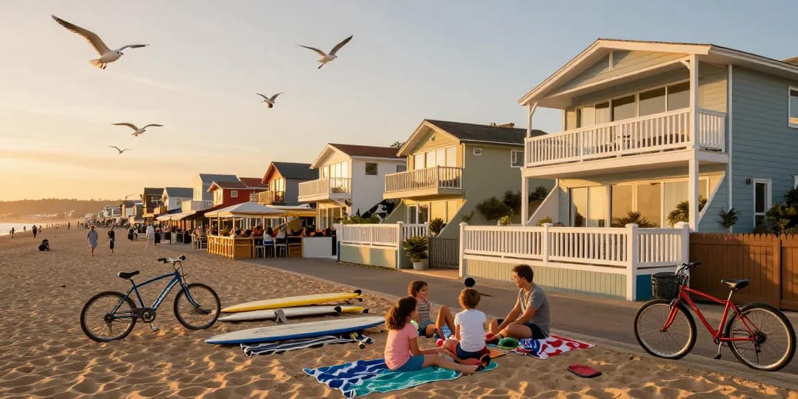 Airbnb management company Brighton showcasing a family enjoying a stylish seaside rental with vibrant properties.