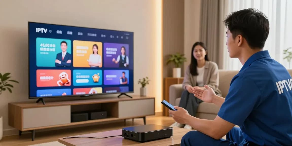 IPTV subscription from a trusted provider, local service expert helping customers in their homes.
