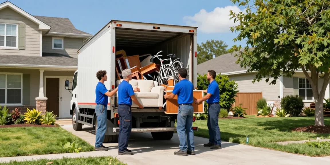 London house clearance experts loading furniture into a truck, showcasing eco-friendly disposal.
