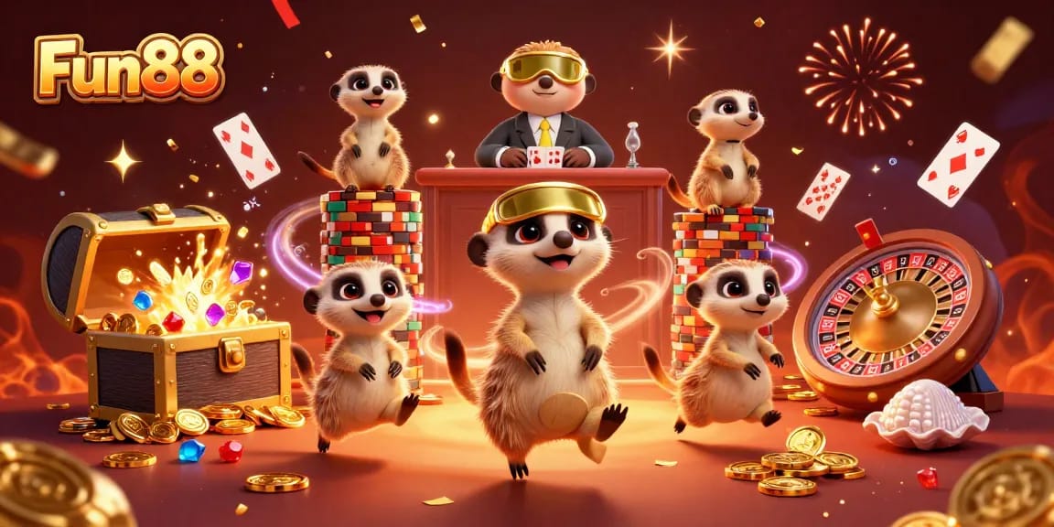 Experience thrilling gameplay at Fun88 with lively meerkat casino action and vibrant celebrations.