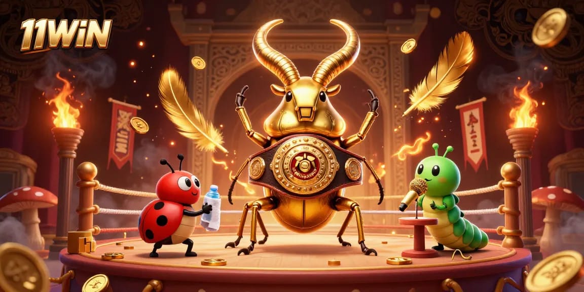 Engage in thrilling action with 11WIN in this vibrant 3D illustration featuring a unique boxing match.