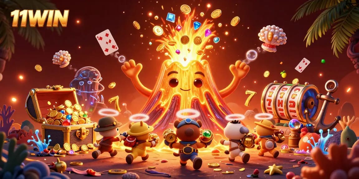 Experience thrilling gameplay with 11WIN and its golden volcano erupting coins.