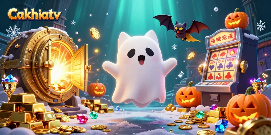 Cakhiatv showcases a ghost cat interacting in a vibrant casino, capturing exciting moments of online gambling.