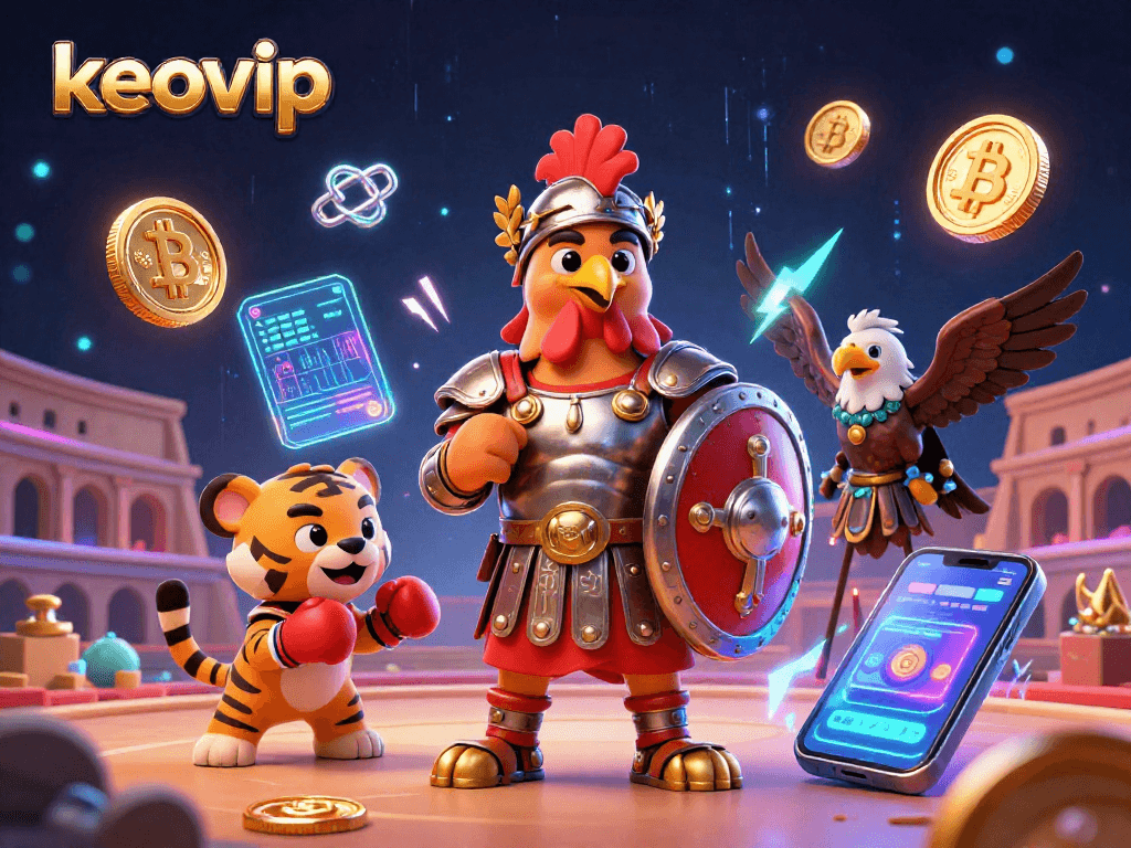 Engage with keovip in this vibrant illustration showcasing a dynamic casino fight scene.