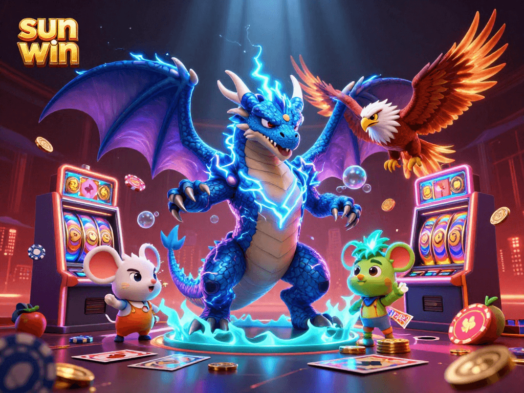 Engage with sun win as you spin the reels in a vibrant casino scene filled with action.