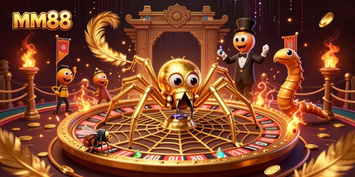 Experience thrilling gaming with mm88's enchanting 3D illustration of a casino scene.