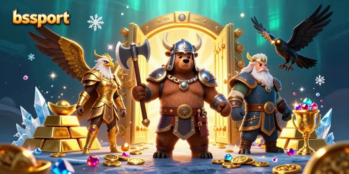 Engage in thrilling betting experiences with Bsport's vibrant 3D illustration featuring Viking themes.