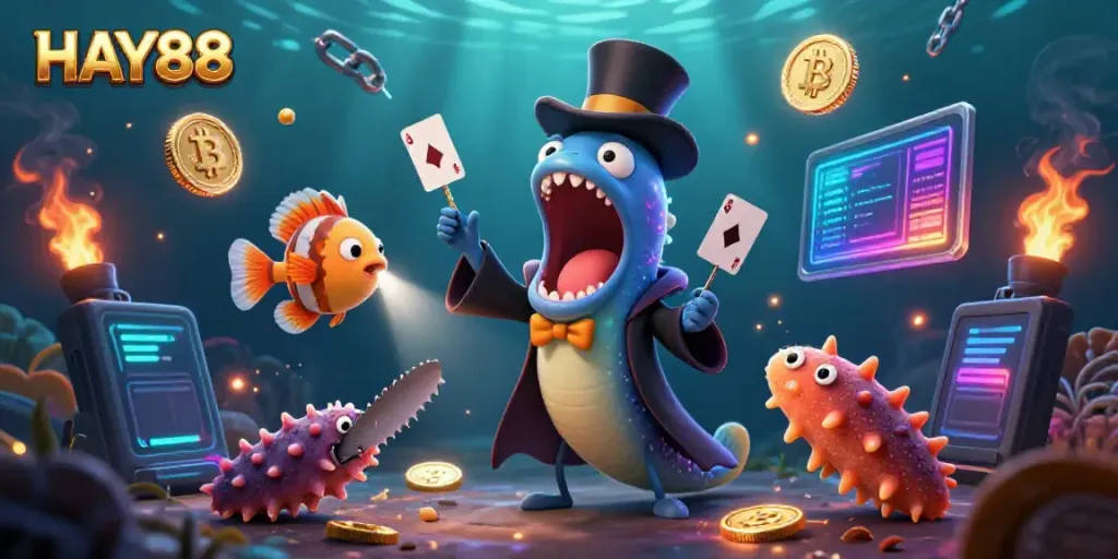 Experience the thrill of HAY88 with innovative casino magic in a vibrant underwater scene.