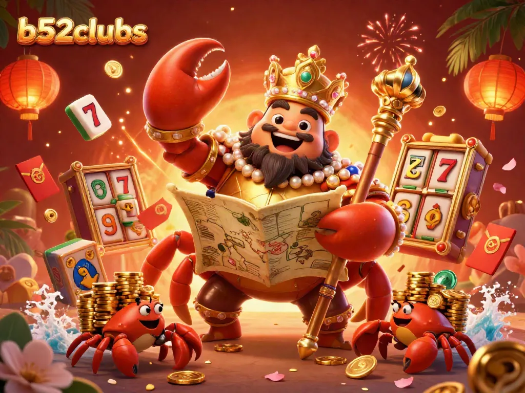 Engage in thrilling gameplay at b52clubs with a majestic golden crab emperor and exciting gaming elements.