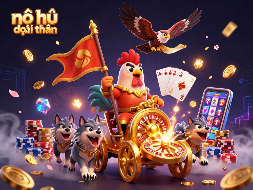 Spin the reels and win big with nổ hũ đổi thưởng in this vibrant 3D illustration.