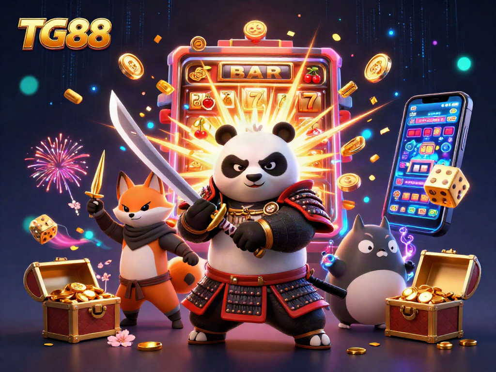 Engage in exciting slots with TG88's captivating cartoon characters and jackpot visuals.