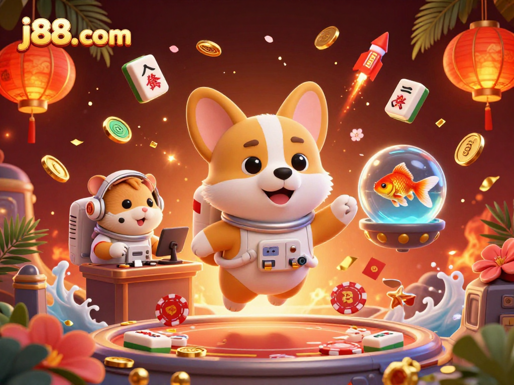 Experience the excitement of gaming at j88. com with a vibrant space-themed casino illustration.