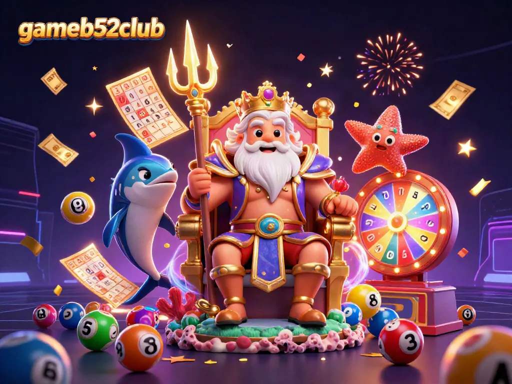 Experience the excitement of gameb52club with dynamic lottery elements and 3D characters.