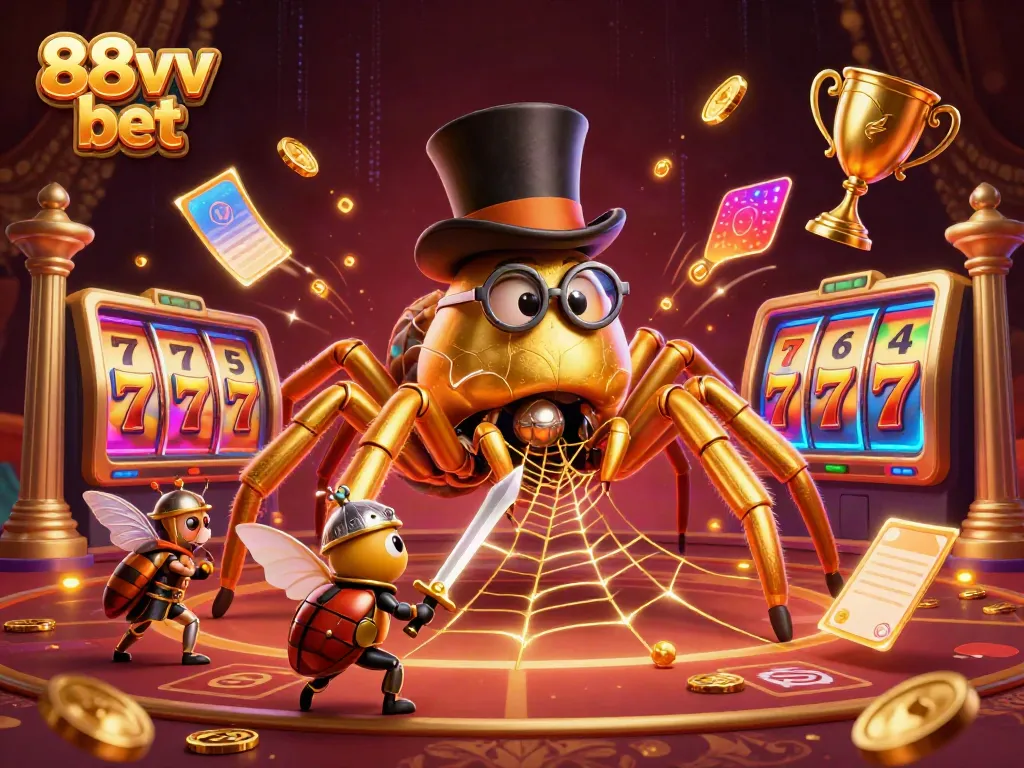 Engage in exciting gameplay at 88vv bet with animated characters in a vibrant casino scene.
