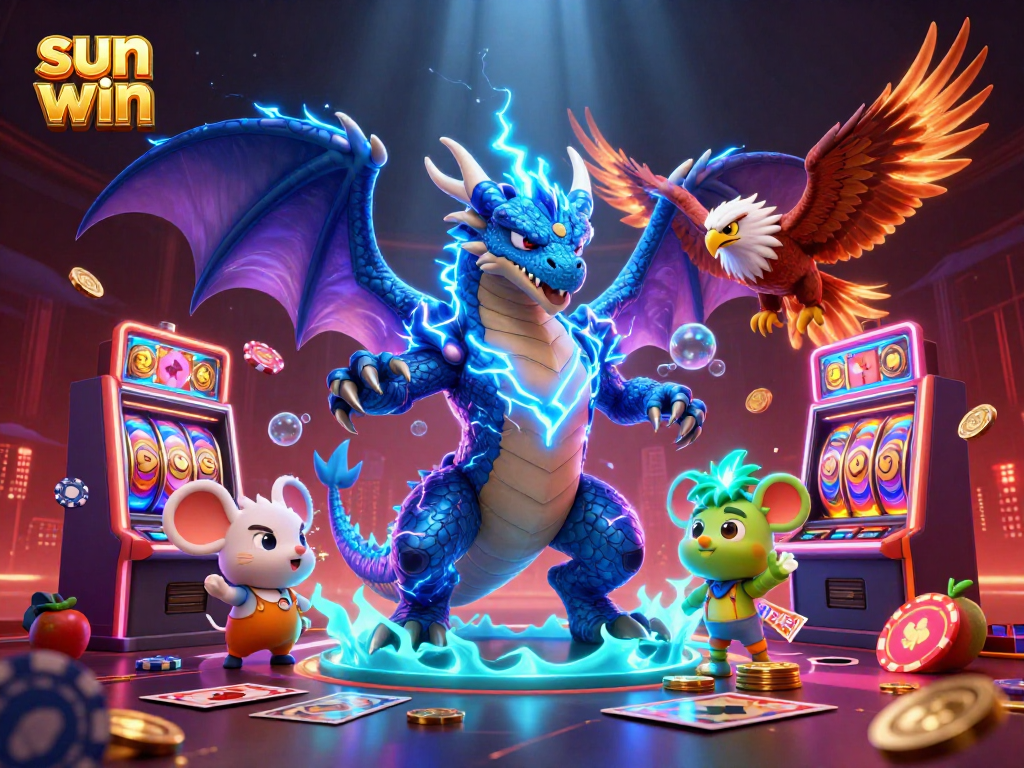 Engage with sun win as you spin the reels in a vibrant casino scene filled with action.