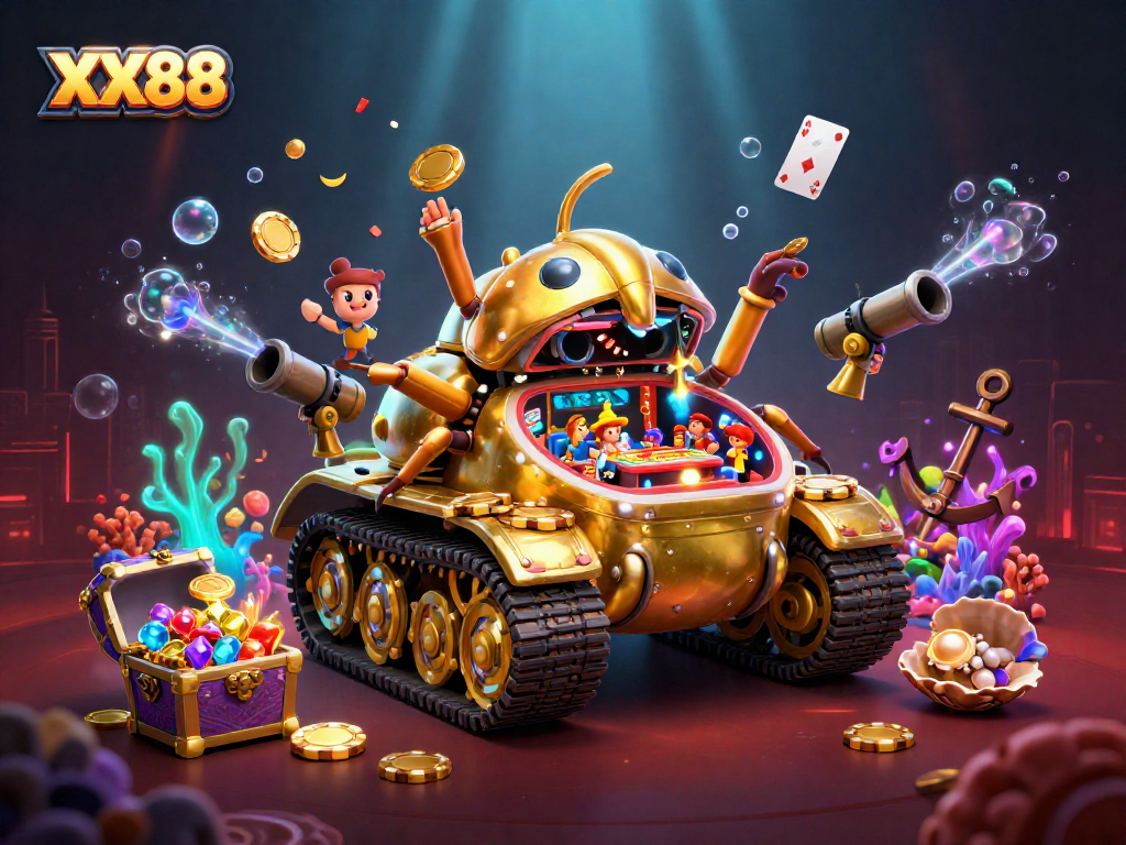 Experience the exciting games at XX88 with ultimate fun and treasures in a vibrant casino scene.