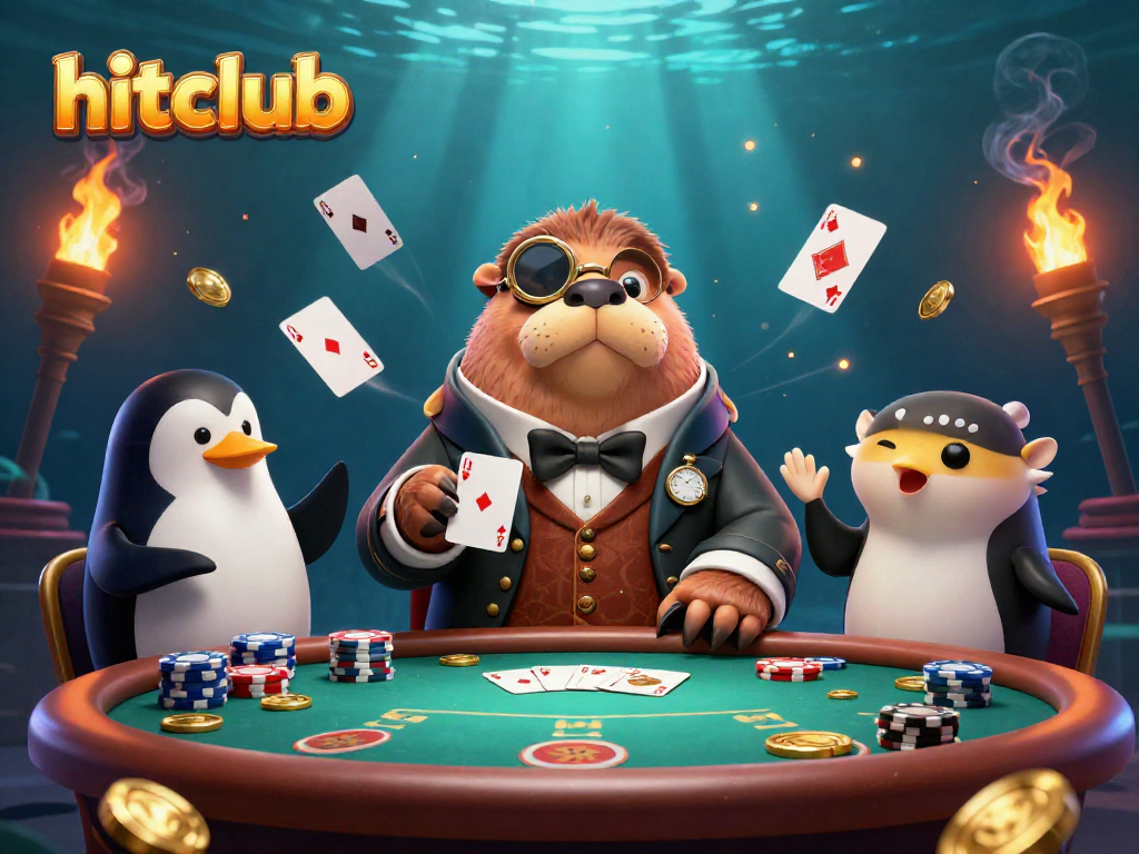 Join the hitclub for a thrilling poker showdown with animated characters and action-packed visuals.