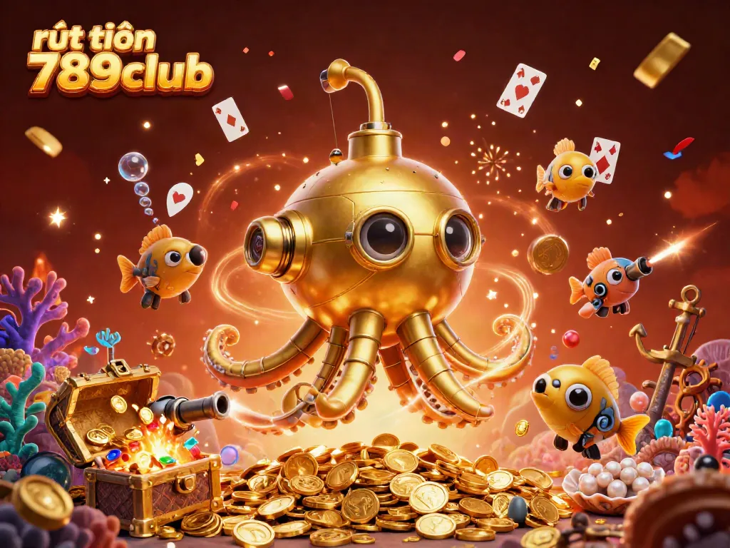 Experience the excitement of rút tiền 789club with a whimsical kraken submarine and magical elements.