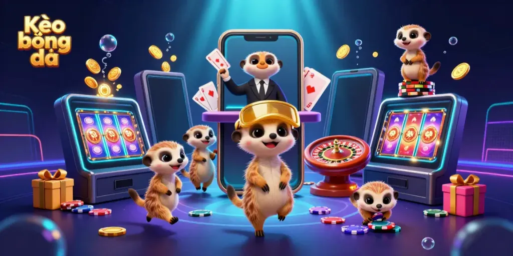 Experience Kèo bóng đá excitement with playful meerkats running a vibrant casino operation.