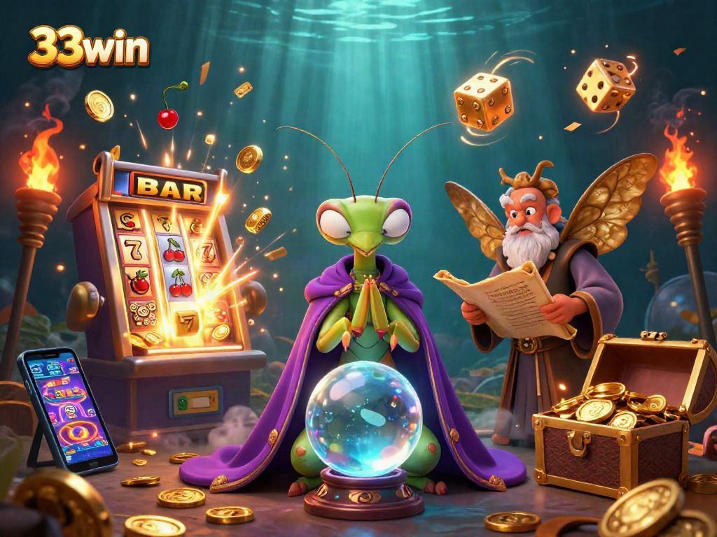 Experience the thrilling atmosphere of 33win with vibrant casino visuals and lively characters.