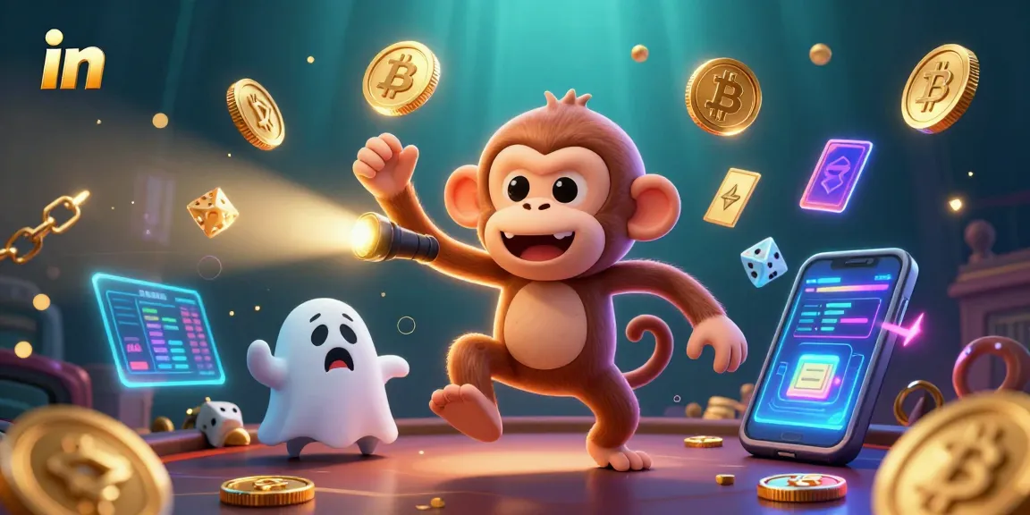 Engage in thrilling gambling moments with the poltergeist monkey juggling gold at the haunted casino.