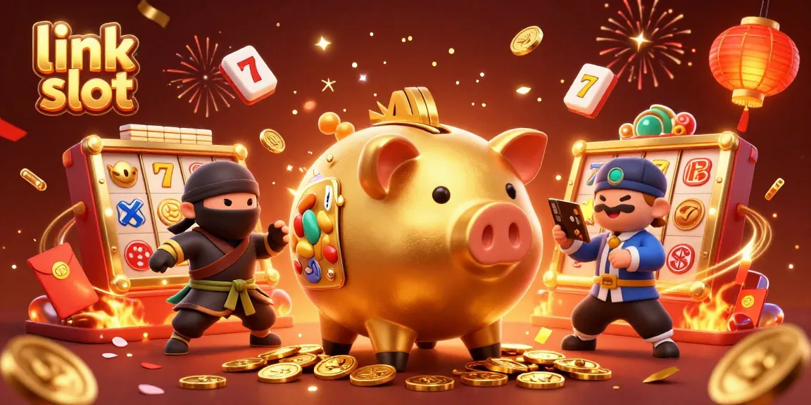 Menang besar dengan mesin slot "link slot" di kasino yang megah dan berwarna-warni.
