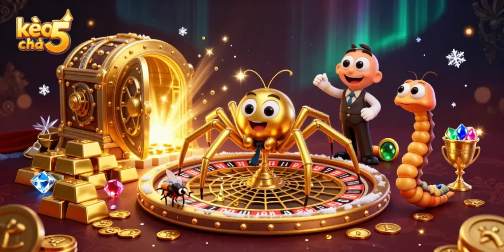 Place your bets and spin with kèo nhà cái 5 as the golden spider weaves a roulette web.