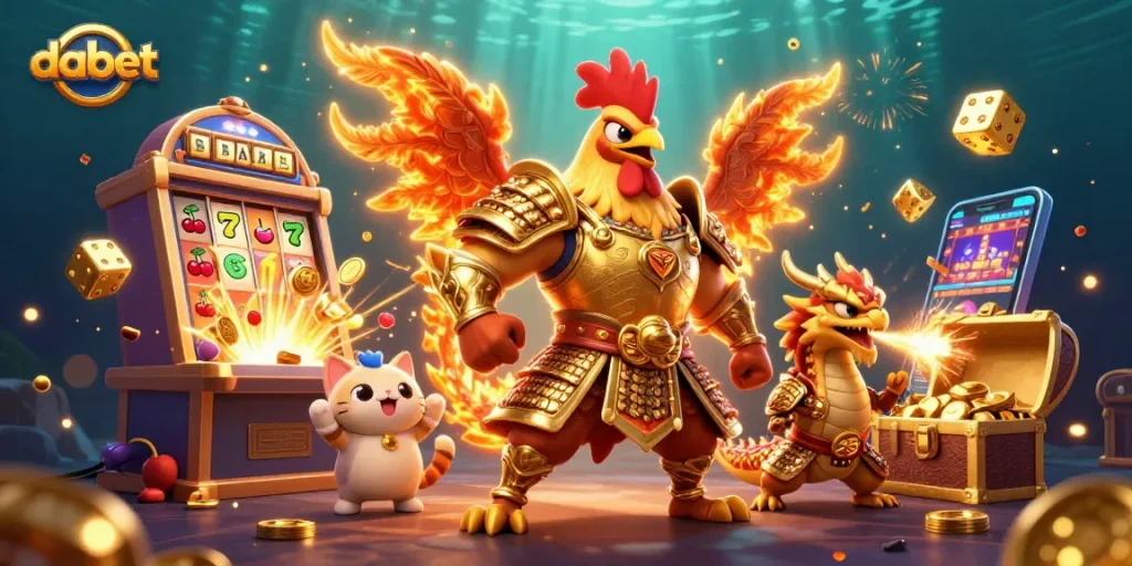 Dabet offers an exciting casino experience with vibrant characters and action-packed gaming elements.