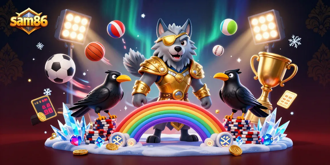 Experience thrilling gameplay at sam86 with unique Norse-inspired characters amidst a vibrant casino backdrop.