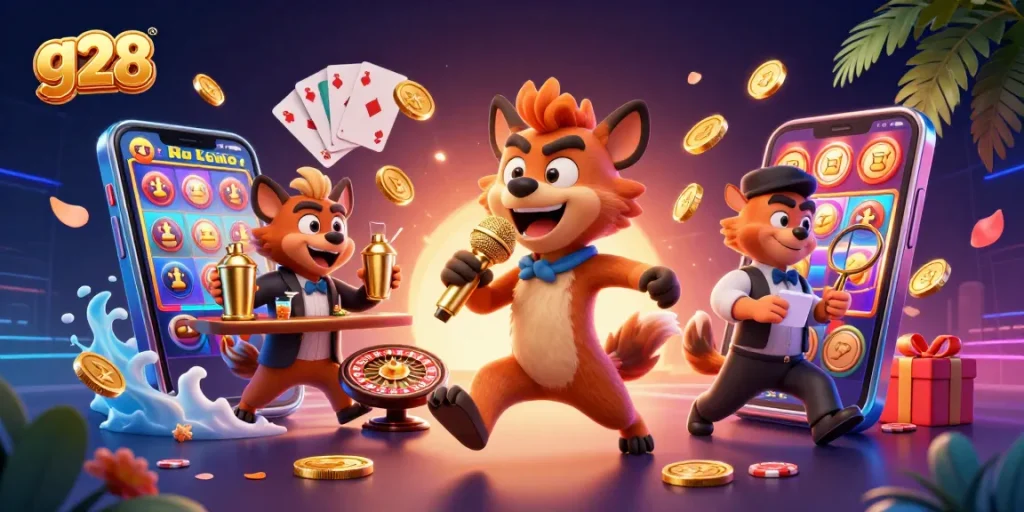 G28 hyenas bringing laughter and thrills to the casino with exciting slot games and dynamic elements.