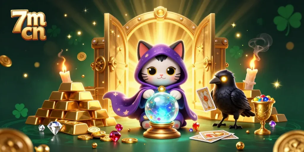 Engage with thrilling 7m cn online gaming action, featuring mystical characters and treasures in a fantastical casino.