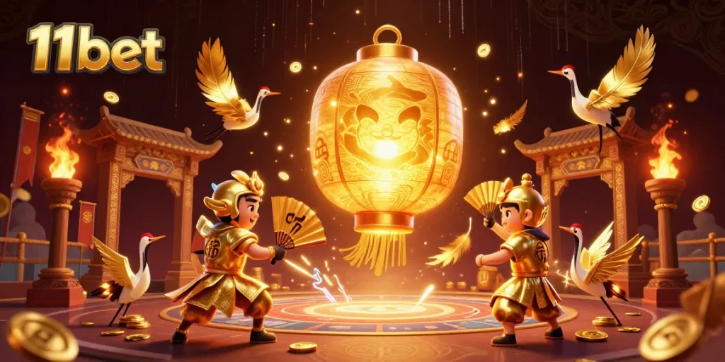 Join the excitement of 11bet in a vibrant casino scene with glowing characters and dynamic elements.