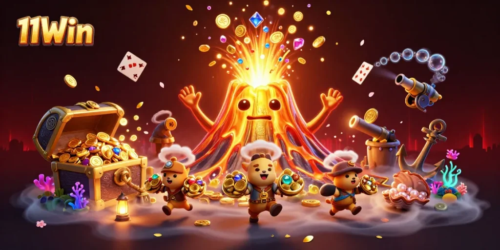 Win big with 11Win’s thrilling casino adventure featuring a volcano of treasure and exciting gameplay!