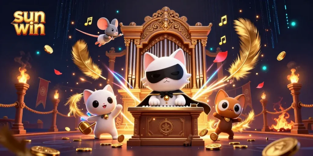 Experience the thrill of sun win gaming with the phantom cat at a vibrant casino setting.