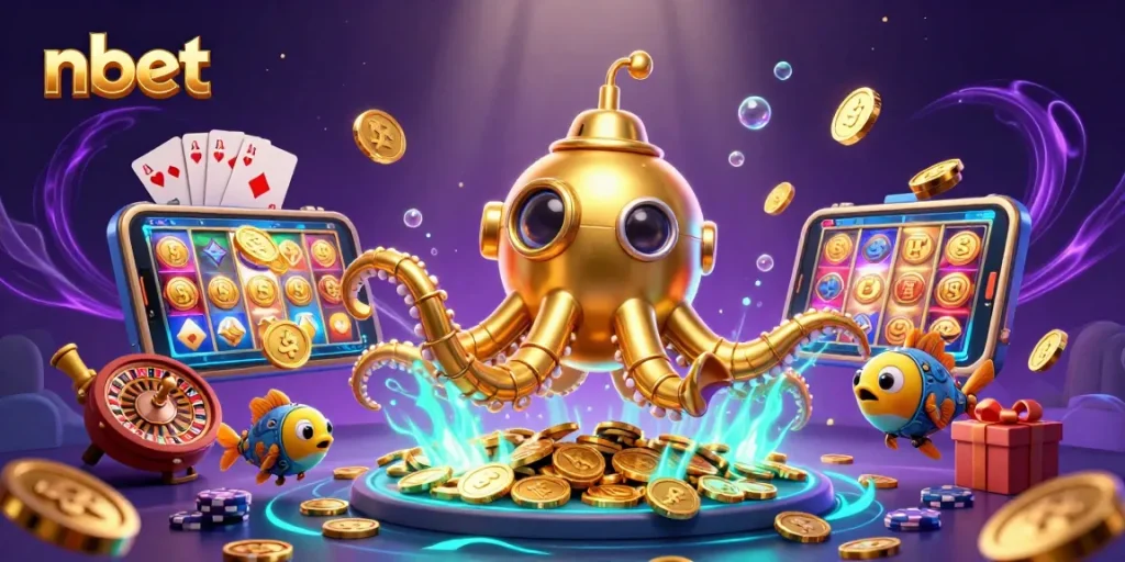 Engage with nbet casino slots in an immersive underwater adventure with the golden kraken and coins.